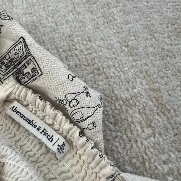 Abercrombie & Fitch Cotton Linen Italian Summer Graphic Mini Dress XL - Picture 2 of 10